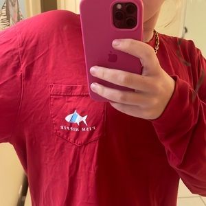 XL Red Long Sleeve Fish Hippie Shirt 🐟